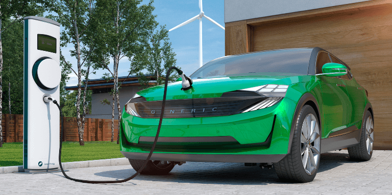 voiture électrique verte en charge